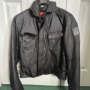 Womens Belstaff Black Motorcycle Jacket Size 44